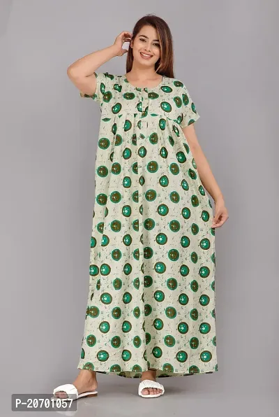 Trendy Cotton Green Short Sleeves Nightwear For Women