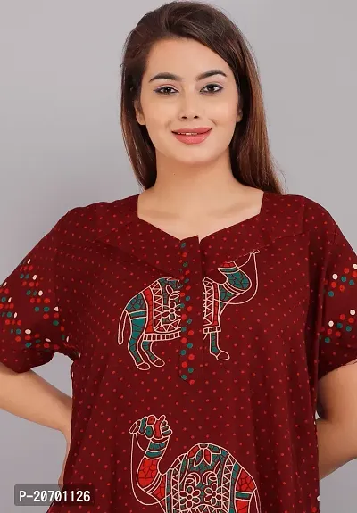 Trendy Cotton Brown Short Sleeves Nightwear For Women-thumb3