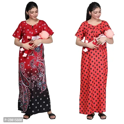 Women Printed Feeding Nighty For Maternity Wear In Amazing Colors And Best Fabric Pack Of 2