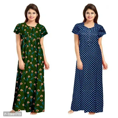 Stylish Embellished rich long Printed nightwear Combo Pack of 2