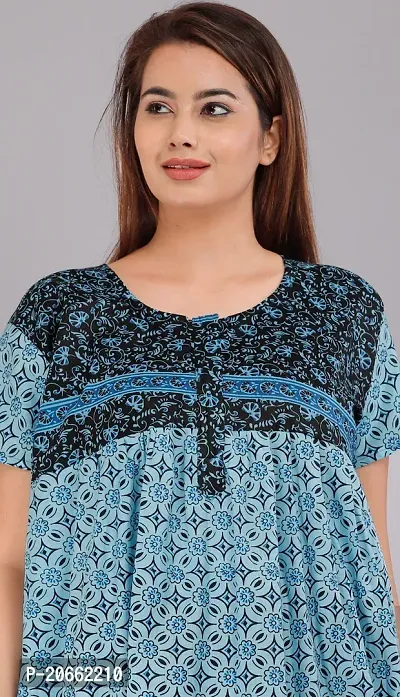 Trendy Cotton Blue Short Sleeves Nightwear For Women-thumb3