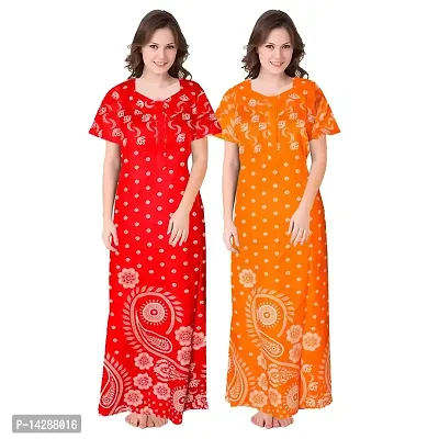 JVSP Women's Cotton Printed Attractive Maternity Wear Comfortable Maxi Nightdresses ( Combo Pack of 2 PCs.)