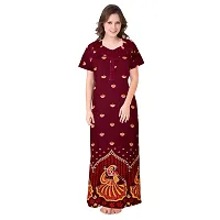 Lorina Women's Attractive Cotton Printed Maxi Sleepwear Long Nighty(Pack of 2) Blue,Red-thumb1