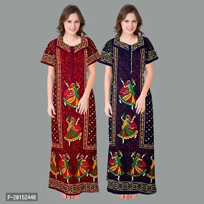 Stylish Cotton Nightdress For Women Pack Of 2