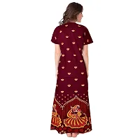 Lorina Women's Attractive Cotton Printed Maxi Sleepwear Long Nighty(Pack of 2) Blue,Red-thumb2