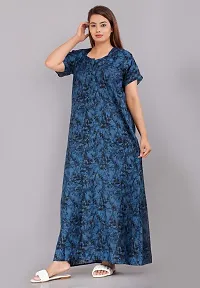 Trendy Cotton Blue Short Sleeves Nightwear For Women-thumb2