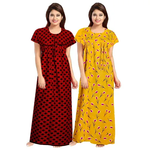 Stylish Embellished rich long nightwear Combo Pack of 2