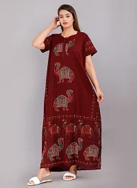 Mudrika Women's Attractive Cotton Printed Full Length Maxi Sleepwear Maternity Wear Kaftan Maxi Nightdress (Pack of 2)-thumb2