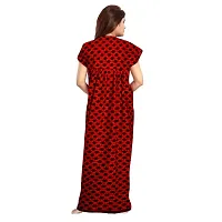 Mudrika Women's 100% Cotton Printed Maxi Maternity Nightwear Nightdress Free Size, (Combo Pack of 2) Red,White-thumb2