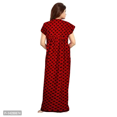 Mudrika Women's 100% Cotton Printed Maxi Maternity Nightwear Nightdress Free Size, (Combo Pack of 2) Red,White-thumb3