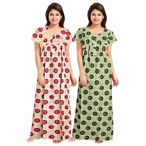 Stylish Embellished rich long nightwear Combo Pack of 2