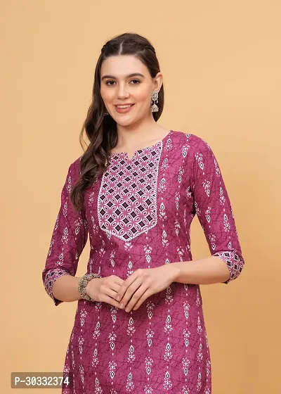 Stylish Pink Cotton Printed Kurta Bottom Set For Women-thumb3