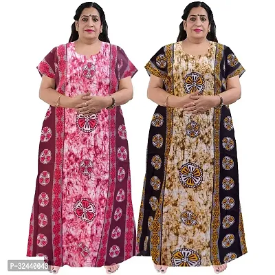 Stylish Cotton Printed Nighty For Women Pack Of 2