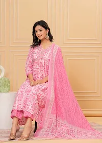 Stylish Pink Cotton Printed Kurta, Bottom and Dupatta Set For Women-thumb2