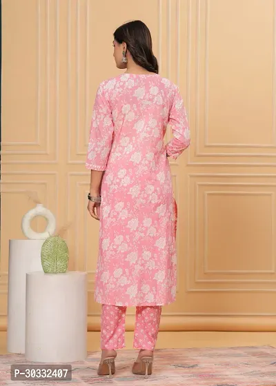 Stylish Pink Cotton Printed Kurta, Bottom and Dupatta Set For Women-thumb4