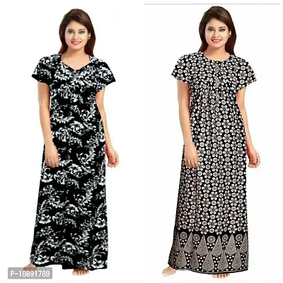 Stylish Embellished rich long Printed nightwear Combo Pack of 2