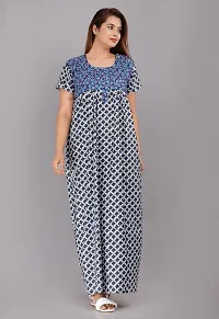 Trendy Cotton Blue Short Sleeves Nightwear For Women-thumb1