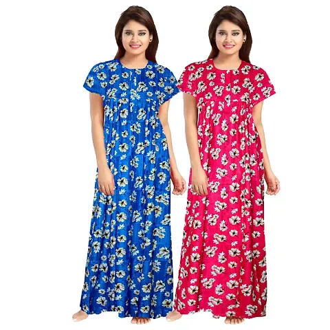 Floral Print Jaipuri Nighty/Night Gown Combo 2