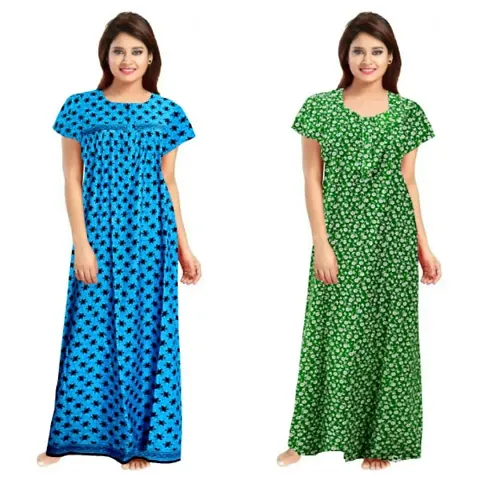 Stylish Embellished rich long nightwear Combo Pack of 2