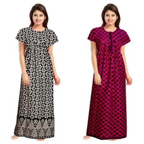 Stylish Embellished rich long nightwear Combo Pack of 2