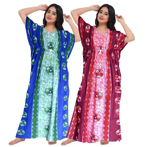 Cotton Kaftan Nightdress Pack Of 2