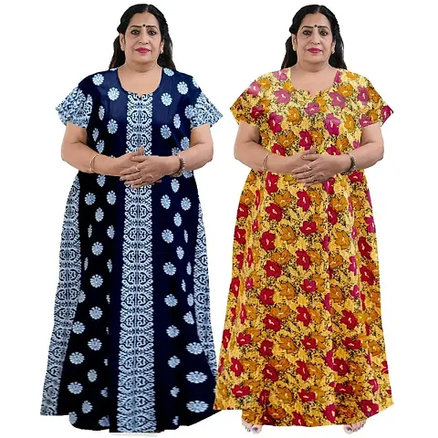 Plus Size Cotton Nighty Combo For Women Pack Of 2