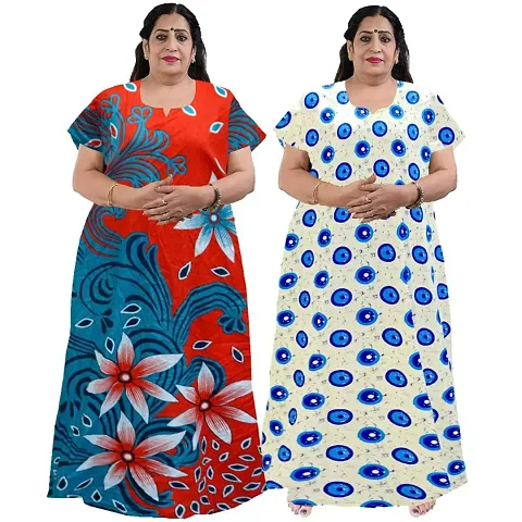 Plus Size Cotton Nighty Combo For Women Pack Of 2