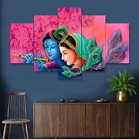 MAHADEV HANDICRAFT Set of Five Framed Wall Painting for Home Decoration , Paintings for Living room , Bedroom , Big Size 3D Scenery ( 17x30 inch)-thumb2