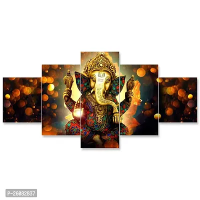MAHADEV HANDICRAFT Set of Five Framed Wall Painting for Home Decoration , Paintings for Living room , Bedroom , Big Size 3D Scenery ( 17x30 inch)