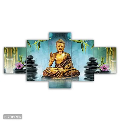 MAHADEV HANDICRAFT Set of Five Framed Wall Painting for Home Decoration , Paintings for Living room , Bedroom , Big Size 3D Scenery ( 75 X 43 CM)