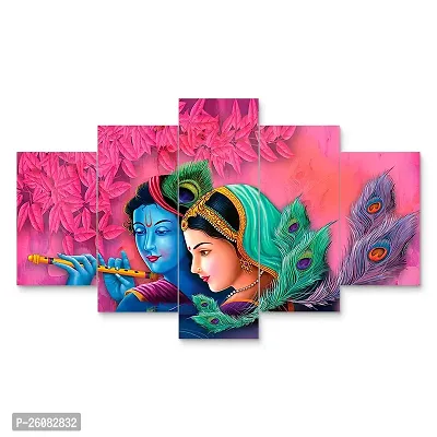 MAHADEV HANDICRAFT Set of Five Framed Wall Painting for Home Decoration , Paintings for Living room , Bedroom , Big Size 3D Scenery ( 17x30 inch)-thumb0