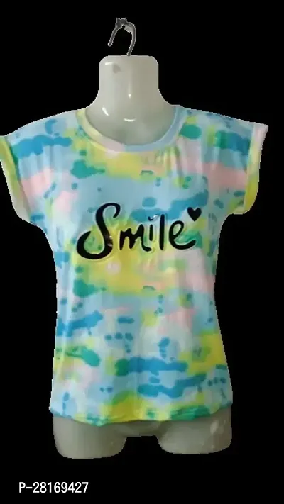 R V enterprises Cotton Blend Tie  Dye Round Neck Half Sleeve Regular Fit Printed T-Shirt for Women  Girls-thumb0