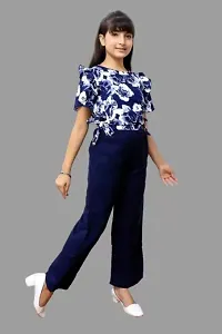 Stylish Cotton Blend Printed Casual Top Trouser Set-thumb3