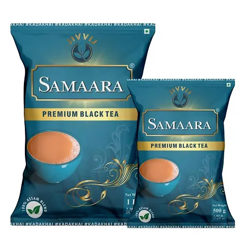 Samaara Black Tea 500gm  1kg Pouch Pack of 2 Assam Tea Ctc Tea Chai Patti Leaf Tea Kadak Tea Strong Regular Tea Powder 1.5kg Kadak