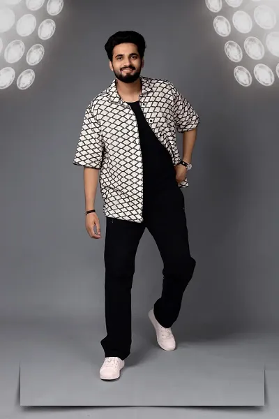 Mens Black and White casual Shirt