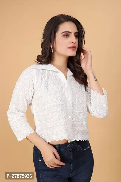 Stylish Cotton Chikankari Shirt For Women-thumb3