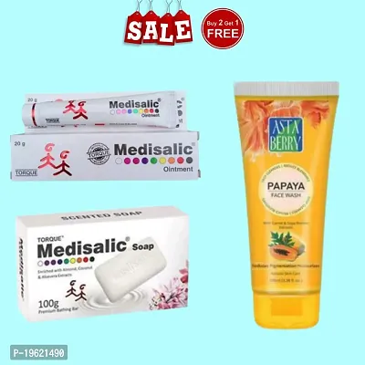 Professional Medisalic Face Cream  Soap With Asta Berry Papaya Face Wash (Pack Of 3)