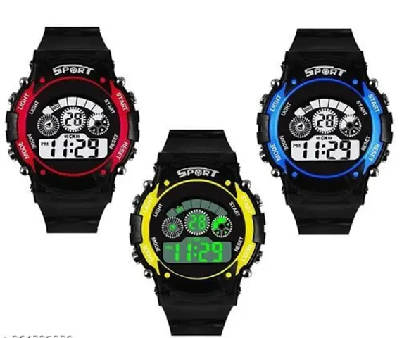 New Stylish Sports Kids Sports Digital light sports Watch - For kids Boys and kids girls (pack of 3)