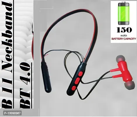 B11 Truly Wireless Bluetooth in Ear Neckband Earphone with Mic Original Best Quality ( Red )-thumb0