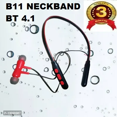 B11 Truly Wireless Bluetooth in Ear Neckband Earphone with Mic Original Best Quality ( Red )-thumb2