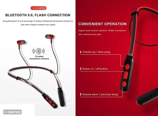 Latest Version B11 Bluetooth Neckband Wireless Bluetooth Fit-in Ear Earphones for All Smartphones(RED)-thumb0