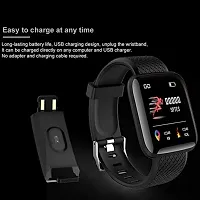 ID116 Plus Smart Bracelet Fitness Tracker Color Screen Smartwatch Heart Rate Blood Pressure Pedometer Sleep Monitor (Black)-thumb1