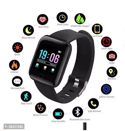 ID-116 Bluetooth Smart Fitness Band Watch with Active Heart Rate Activity Tracker Body, Blood Pressure Calorie Counter, OLED (black) SmartwatchesWaterproof-thumb0