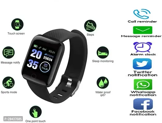 ID-116 Bluetooth Smart Fitness Band Watch with Active Heart Rate Activity Tracker Body, Blood Pressure Calorie Counter, OLED (black) SmartwatchesWaterproof-thumb5