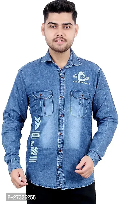 Men Regular Fit Printed Built-up Collar Casual Shirt