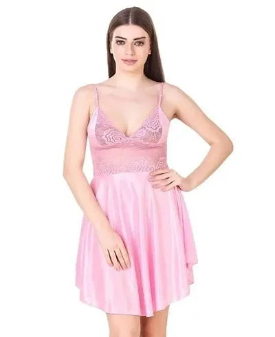 Women's Solid Satin Babydolls