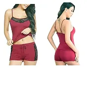 Babydoll Fancy nicar top. ( Pack of 2 ) (Medium, Maroon-Black)-thumb1