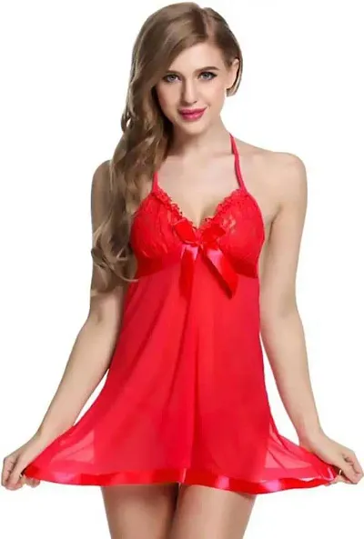 Stylish Satin Lace Babydoll For Women