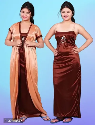 Comfy Satin Night Dress Set-thumb0