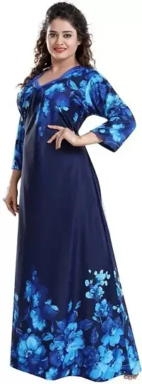 Trendy Satin Printed Women Kaftan Night Dress-thumb2